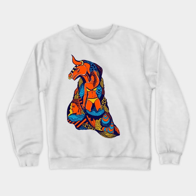 Orange Blue Her Taurus Crewneck Sweatshirt by kenallouis